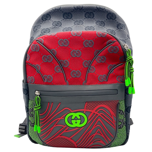 GUCCI GREY / RED / GREEN MULTI GG NYLON BACKPACK main image 12